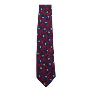 Pierre Balmain Geometric Pattern Red 100% Silk Necktie